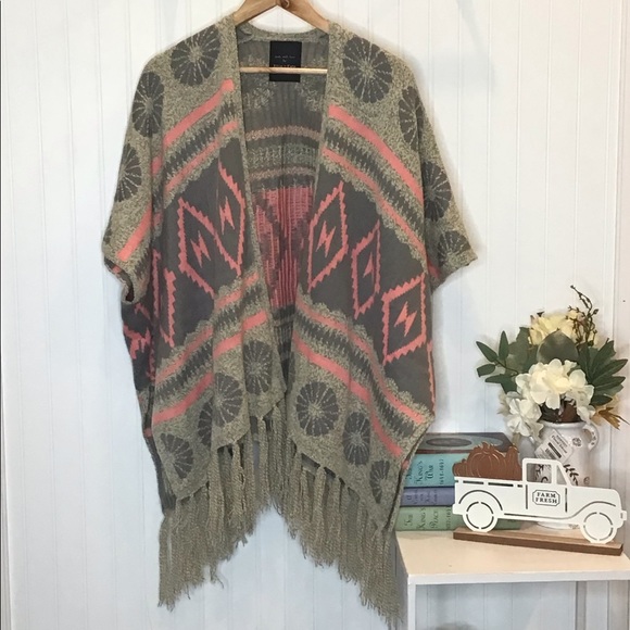 Ellie & Kate Sweater Cardigan Oversized OS Gray - Picture 2 of 16